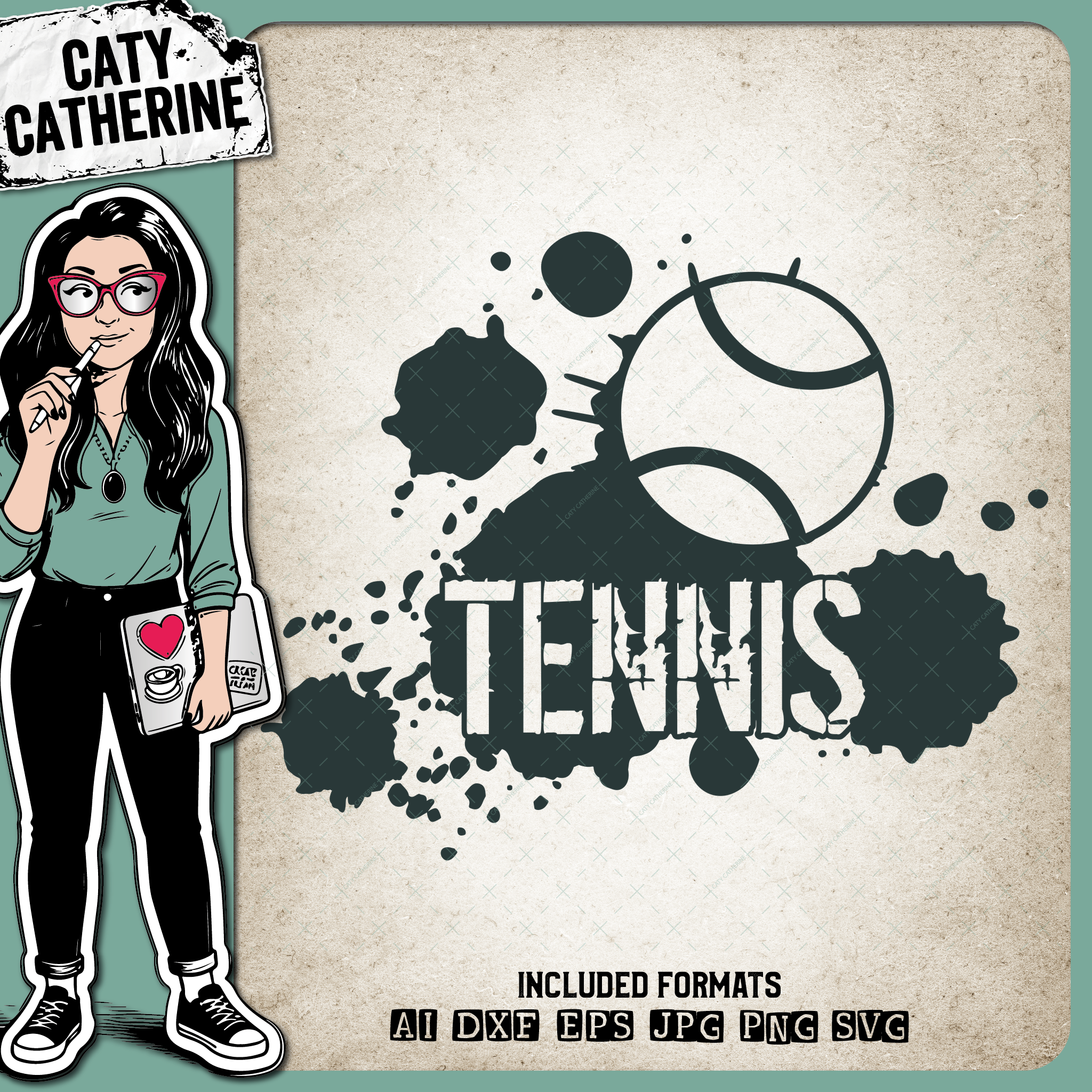 Tennis Grunge Ink Splat Graffiti Sports Graphic – SVG Design by Caty Catherine
