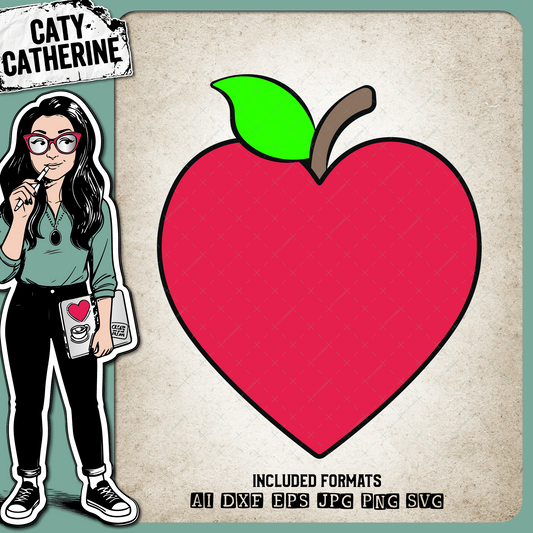 Love Heart Apple Teacher Appreciation – SVG Design by Caty Catherine