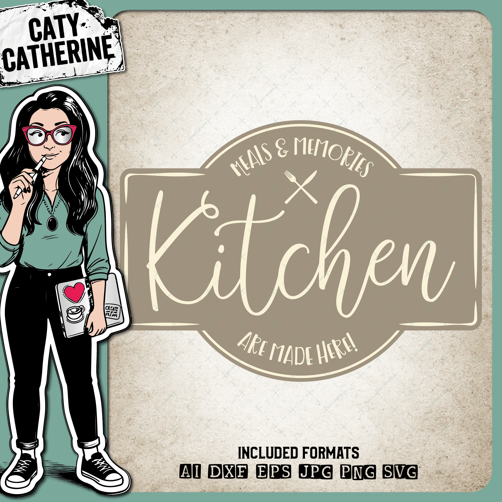 Kitchen Meals & Memories Are Made Here Home Quote – Home Decor SVG Design by Caty Catherine