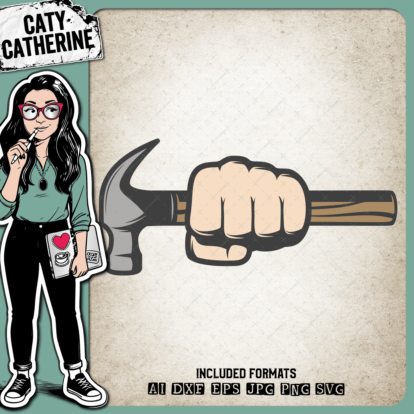 Fist with Hammer Tool Workman Mechanic – Occupations SVG Design by Caty Catherine