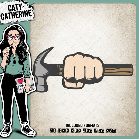 Fist with Hammer Tool Workman Mechanic – Occupations SVG Design by Caty Catherine