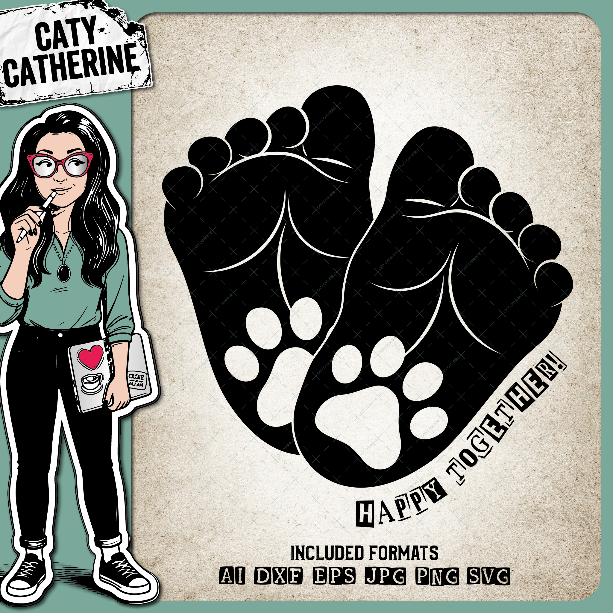 Happy Together Baby Feet Paw Print – Babies & Kids SVG Design by Caty Catherine