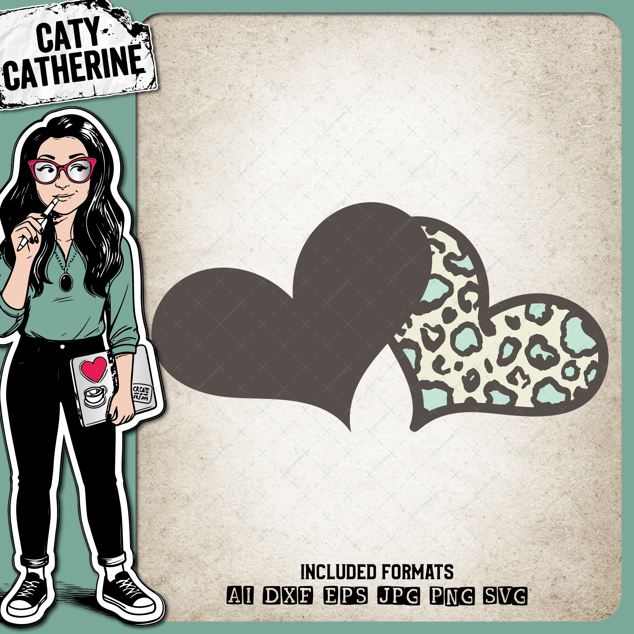 Double Animal Print Love Heart – SVG Design by Caty Catherine