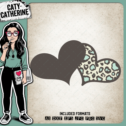 Double Animal Print Love Heart – SVG Design by Caty Catherine