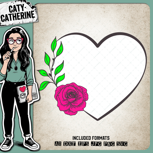Rose Love Heart Frame – SVG Design by Caty Catherine