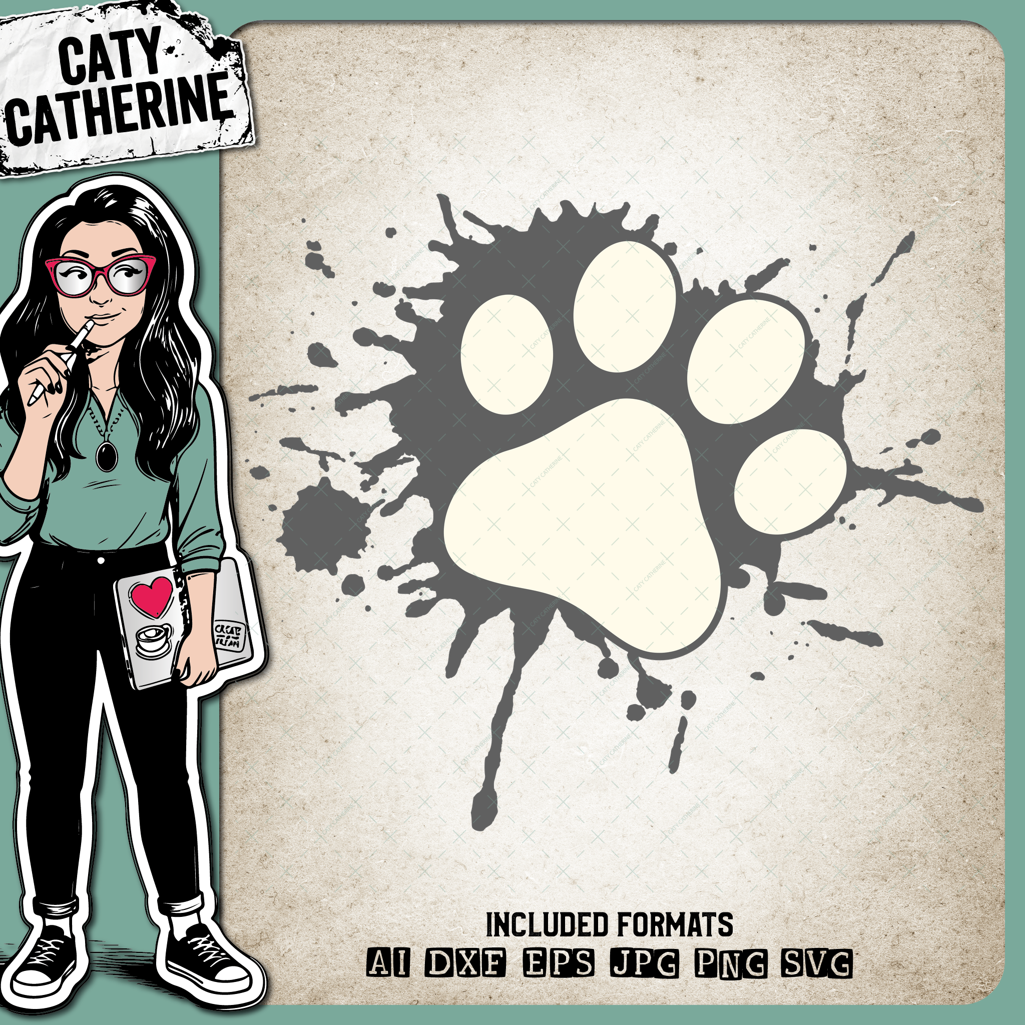 Paw Print Ink Splat – Pets & Animals SVG Design by Caty Catherine