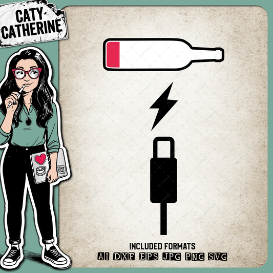 Wine Bottle Battery Low Funny Recharge Alcohol Graphic – Food & Drink SVG Design by Caty Catherine