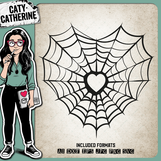 Love Heart Spider Web Halloween – SVG Design by Caty Catherine
