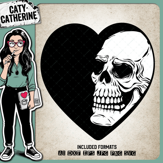 Skull Love Heart Halloween – SVG Design by Caty Catherine