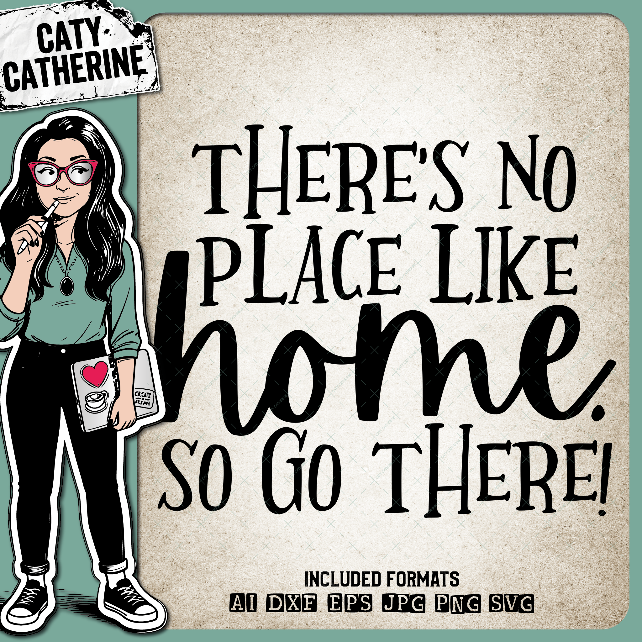 There's No Place Like Home So Go There Funny Antisocial Quote DIY Welcome Mat – Home Decor SVG Design by Caty Catherine