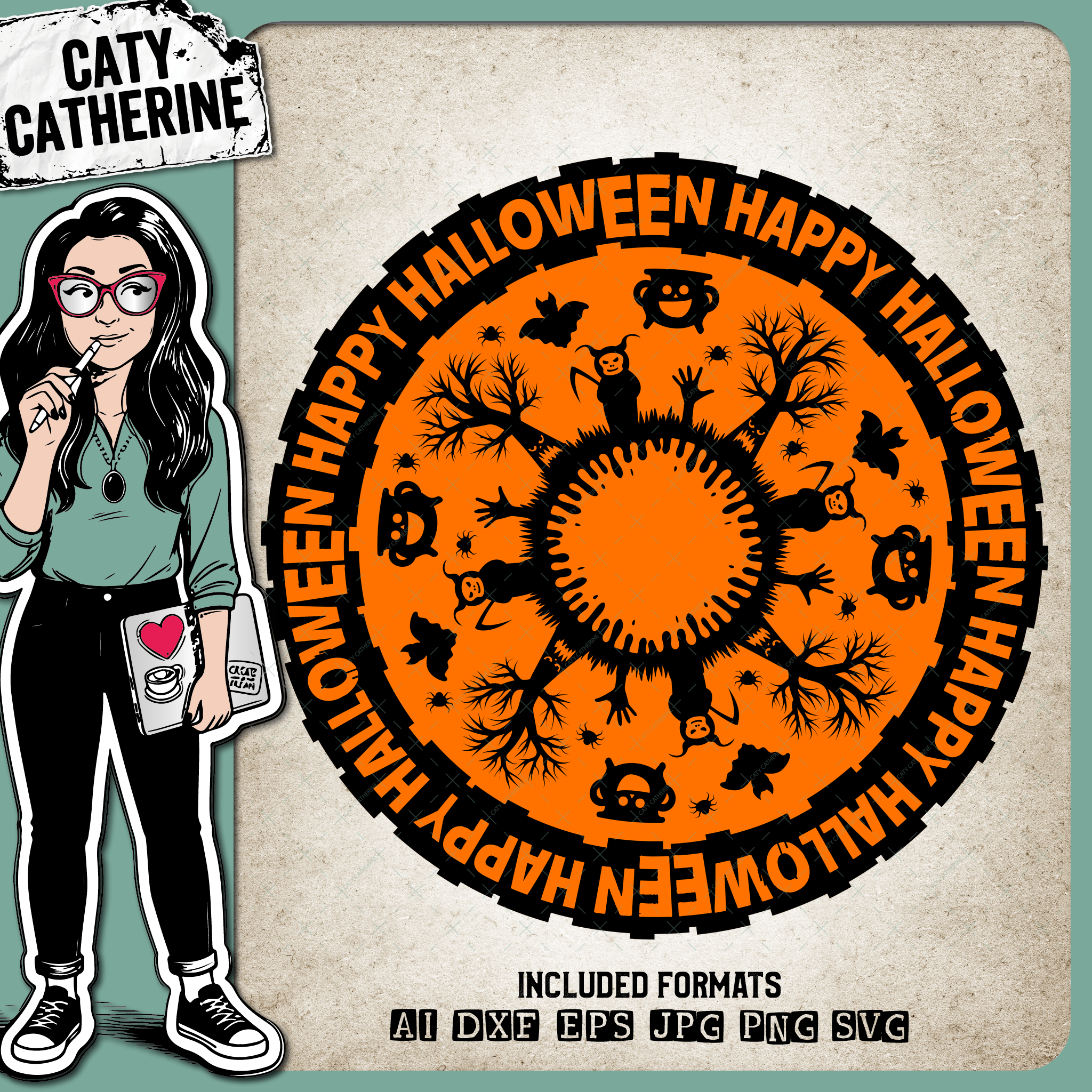 Happy Halloween Zentangle – SVG Design by Caty Catherine
