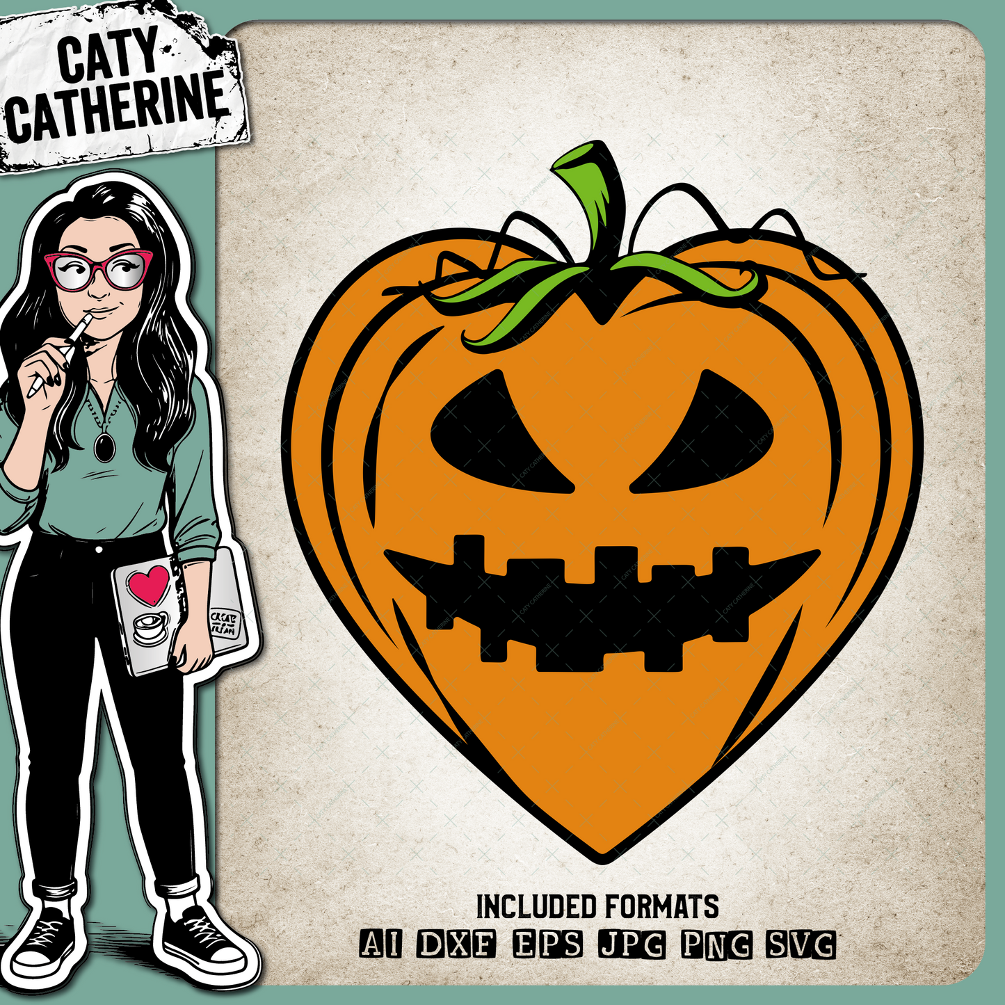 Halloween Pumpkin Gourd Love Heart – SVG Design by Caty Catherine