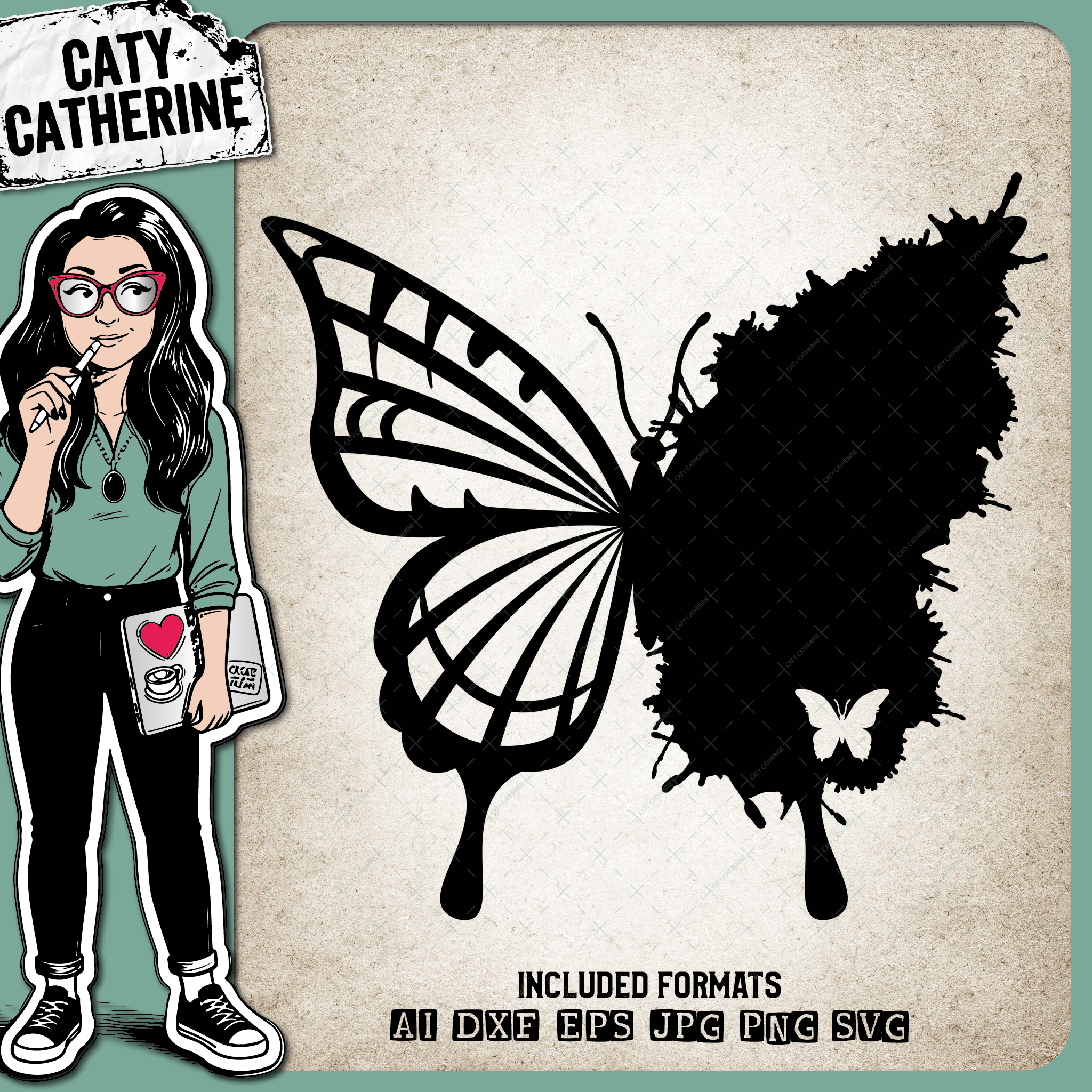 Ink Splat Butterfly – Pets & Animals SVG Design by Caty Catherine