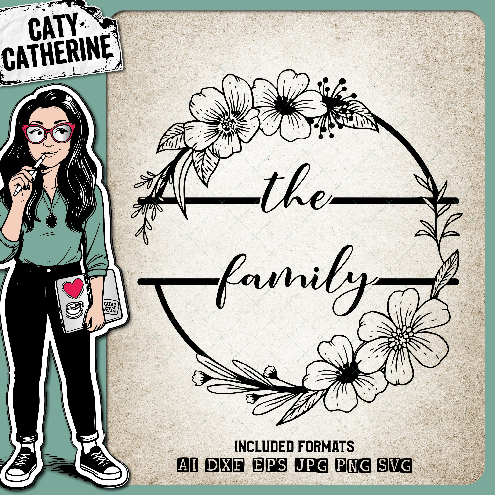 The Family Floral Wreath DIY Home Plaque – SVG Design by Caty Catherine