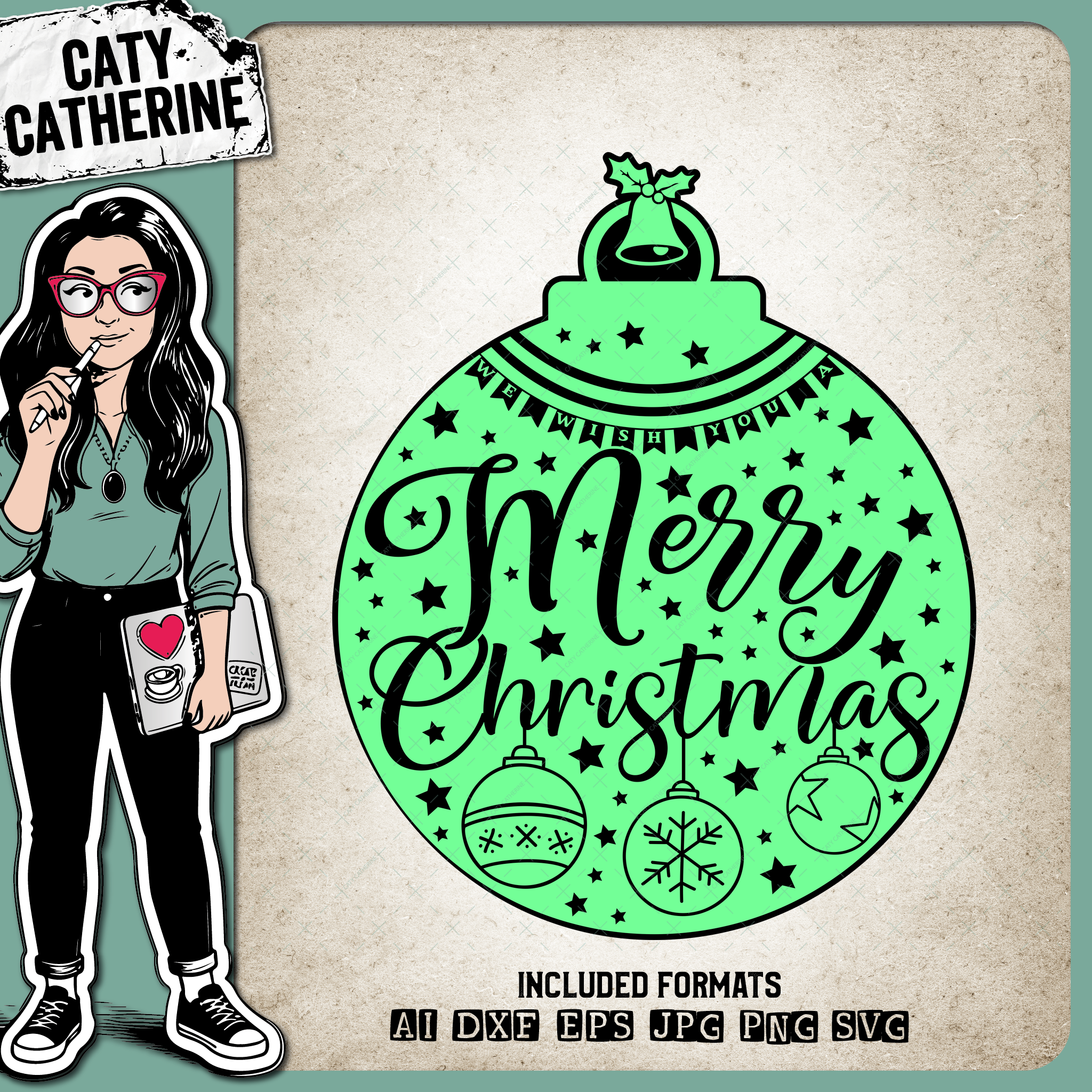 We Wish You A Merry Christmas Bauble – SVG Design by Caty Catherine