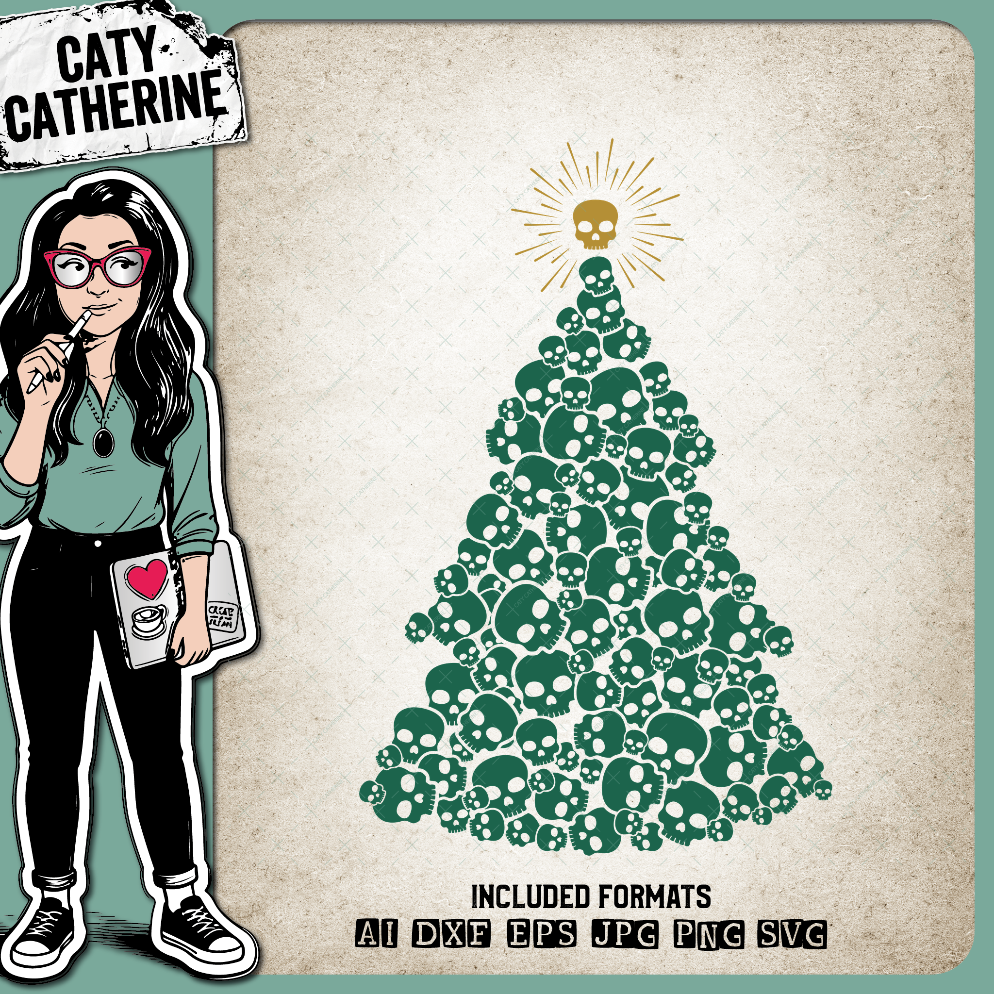 Skull Christmas Tree – SVG Design by Caty Catherine