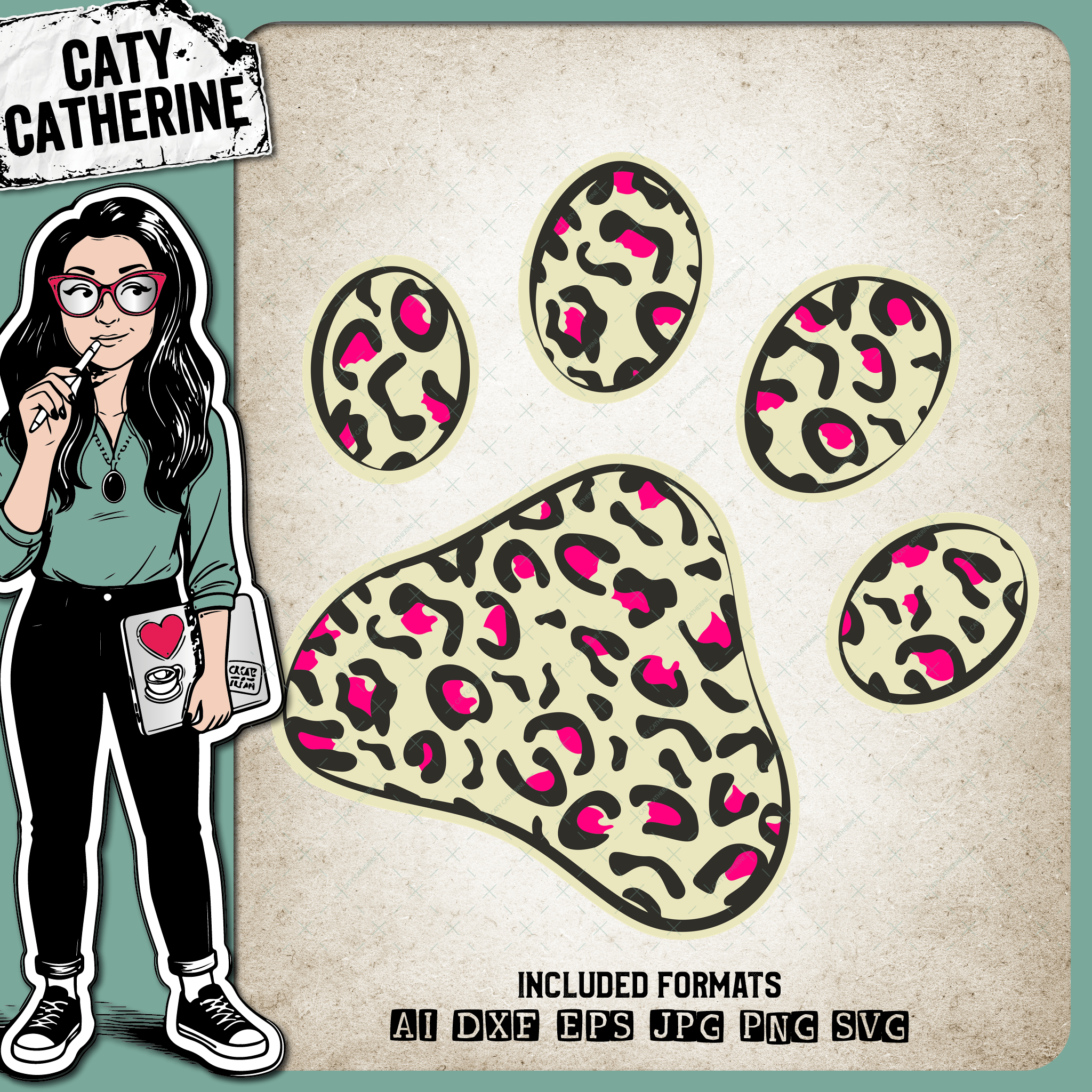 Leopard Print Paw Print – Pets & Animals SVG Design by Caty Catherine