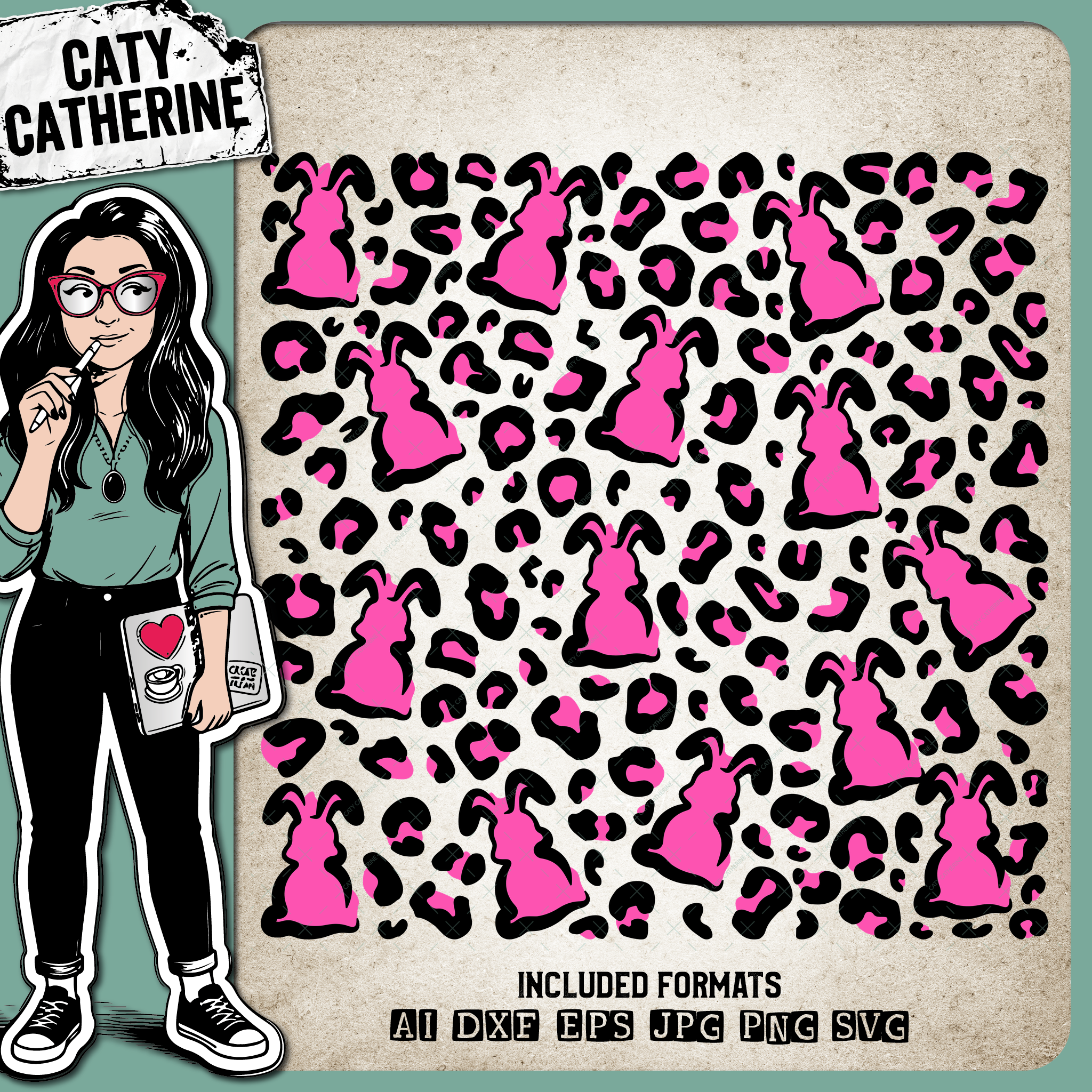 Easter Bunny Rabbit Leopard Print – SVG Design by Caty Catherine