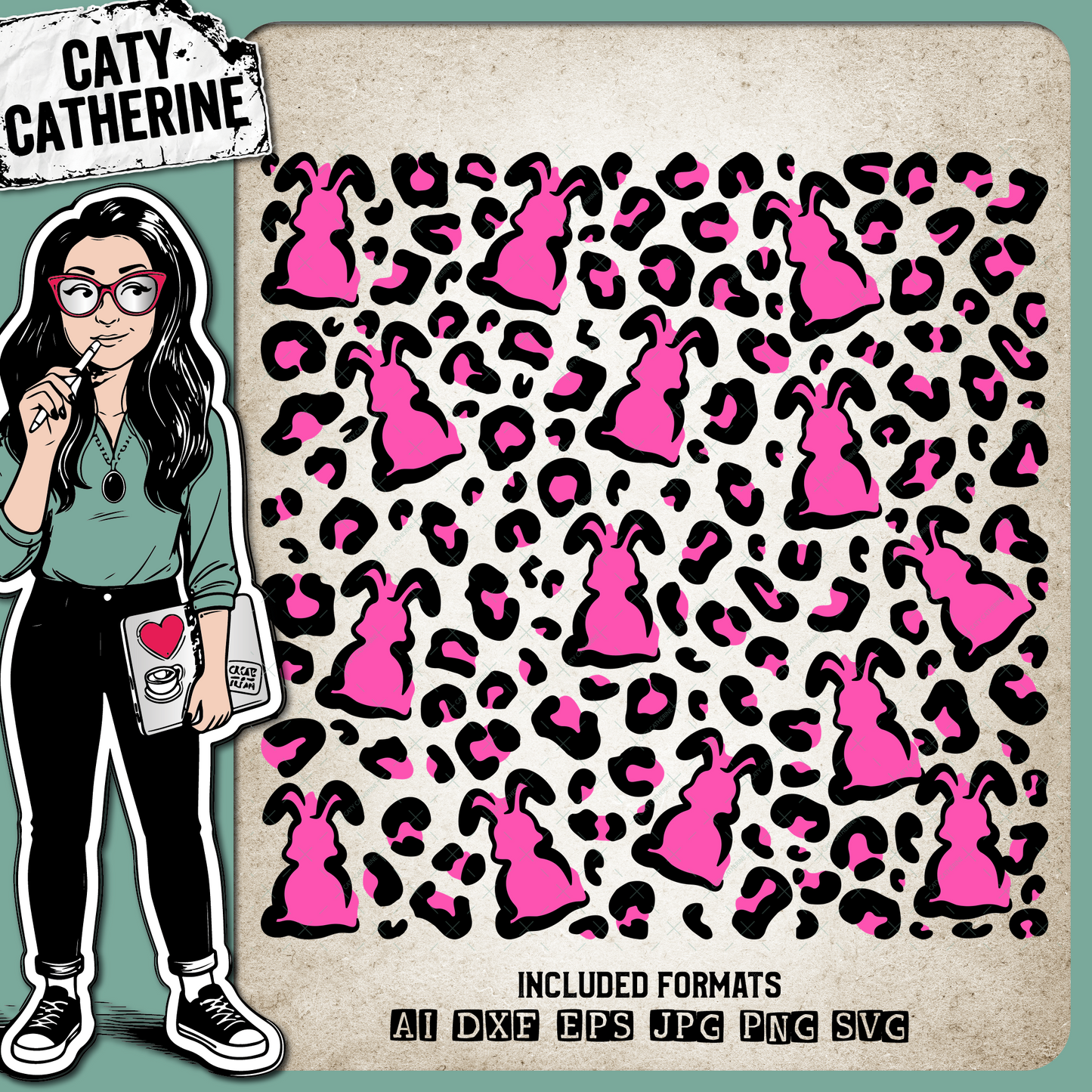 Easter Bunny Rabbit Leopard Print – SVG Design by Caty Catherine