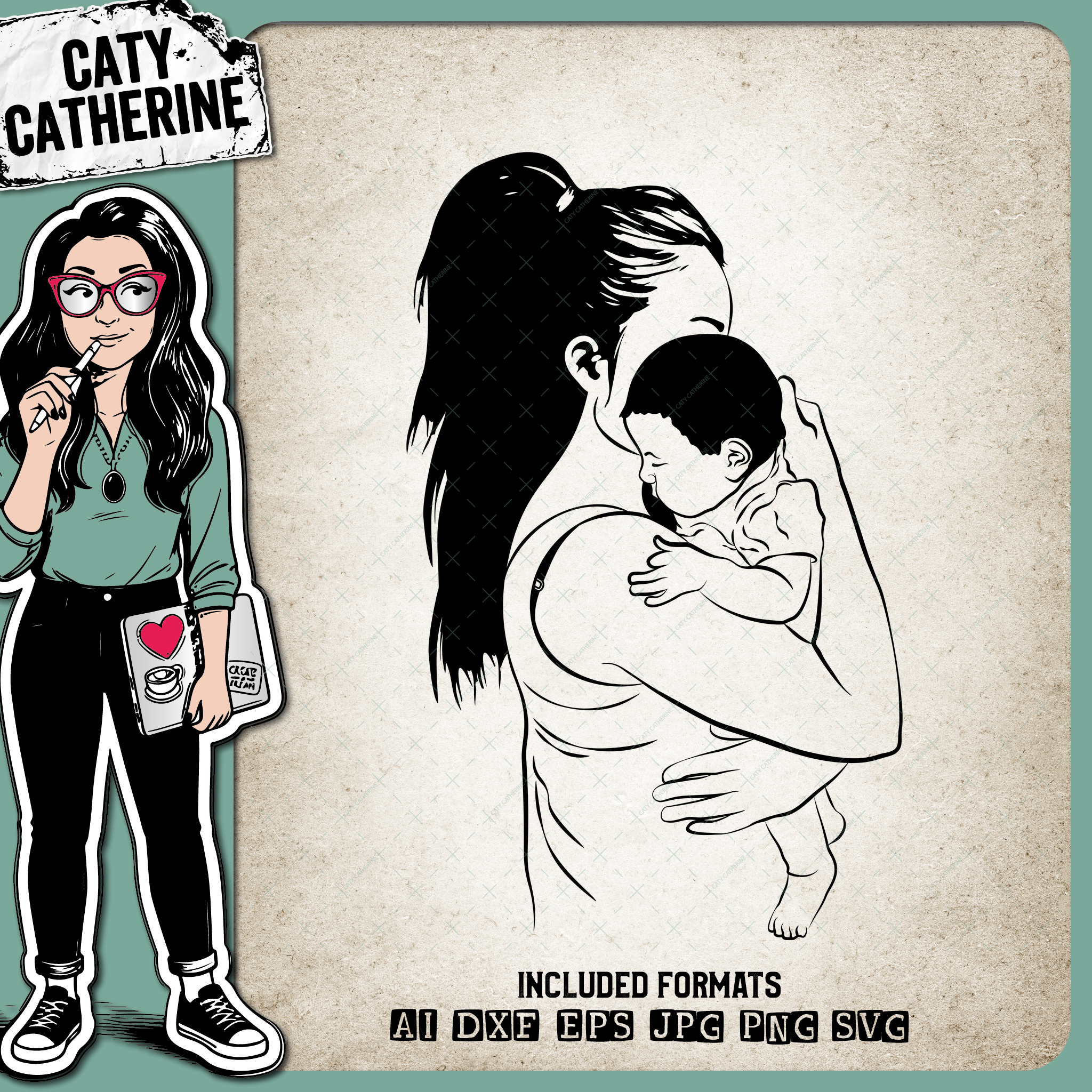 Mother & Child Mum Mom Holding Baby Mother's Day – Babies & Kids SVG Design by Caty Catherine