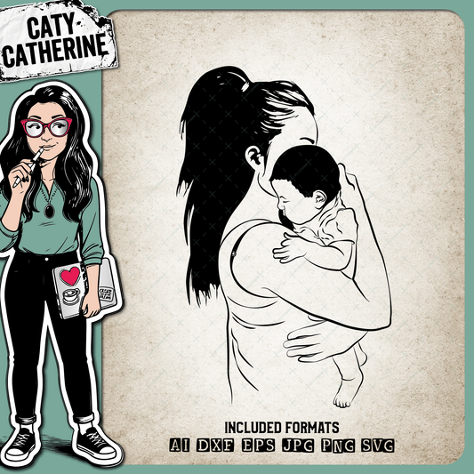 Mother & Child Mum Mom Holding Baby Mother's Day – Babies & Kids SVG Design by Caty Catherine