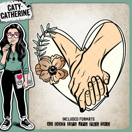 Couple Holding Hands Love Heart – Marriage SVG Design by Caty Catherine