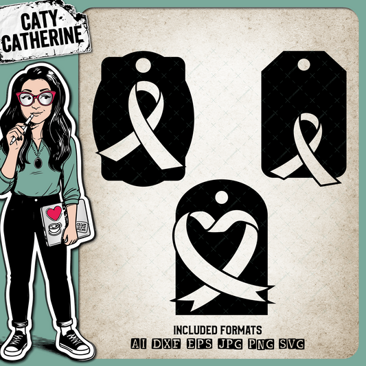 Cancer Awareness Ribbon DIY Gift Tag Bundle – Health SVG Design by Caty Catherine