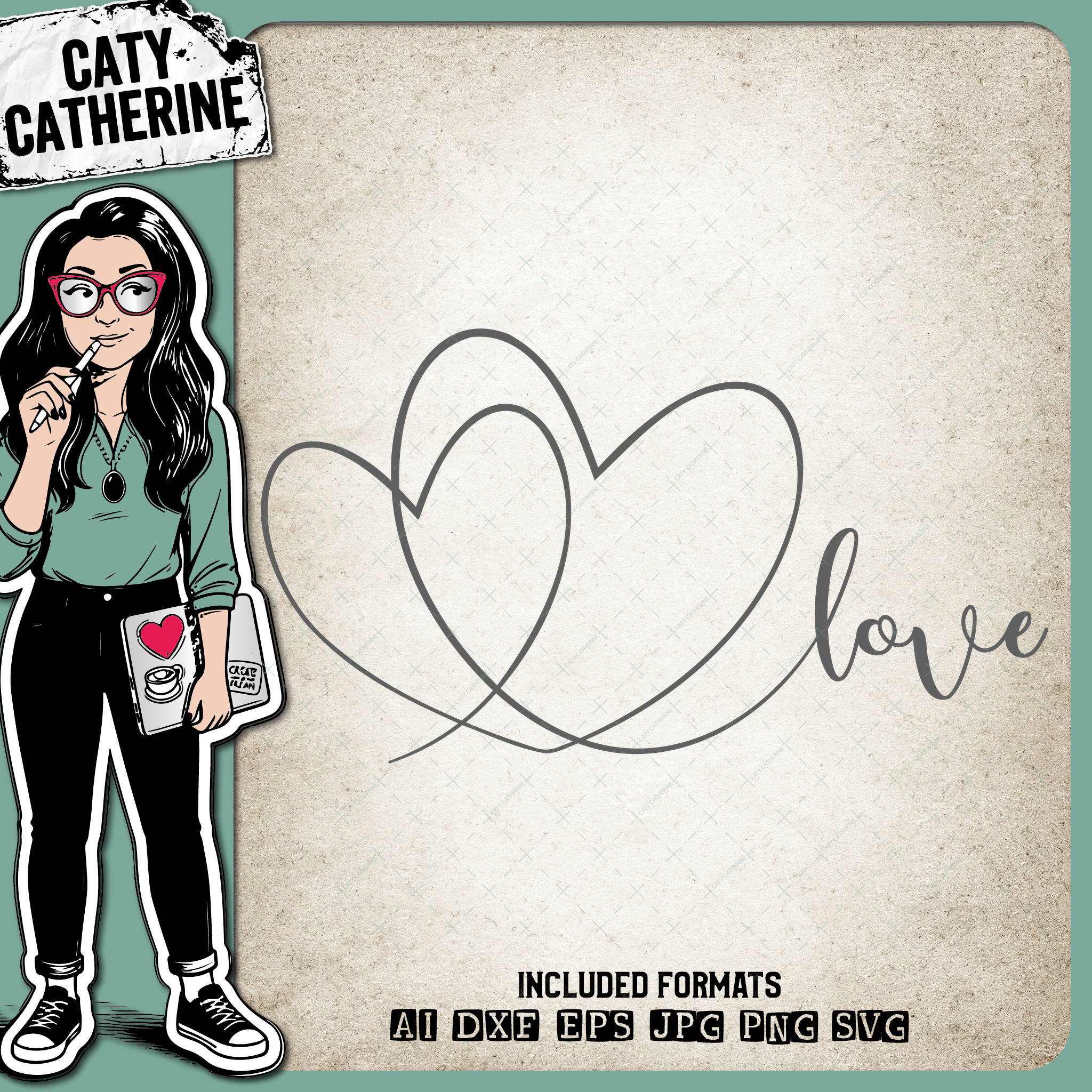 Double Heart Love Graphic – SVG Design by Caty Catherine