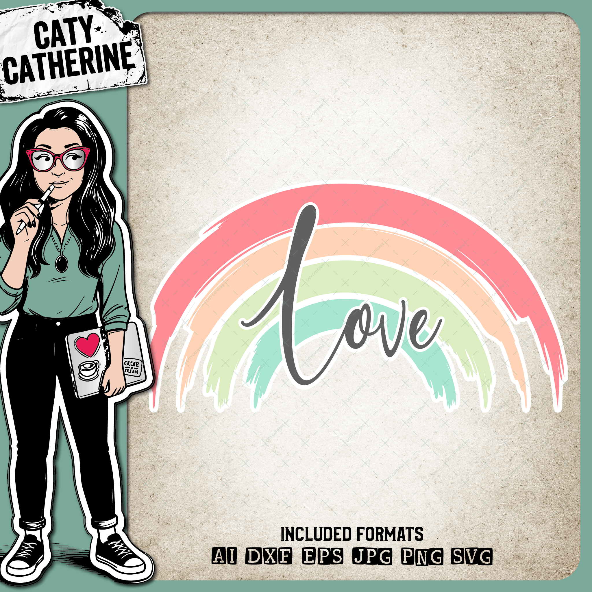 Love Brush Stroke Rainbow Graphic – SVG Design by Caty Catherine