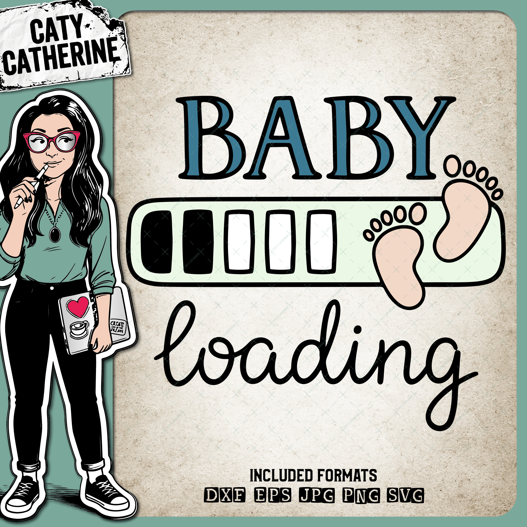 Baby Loading Progress Bar Pregnancy Announcement with Feet – Babies & Kids SVG Design by Caty Catherine