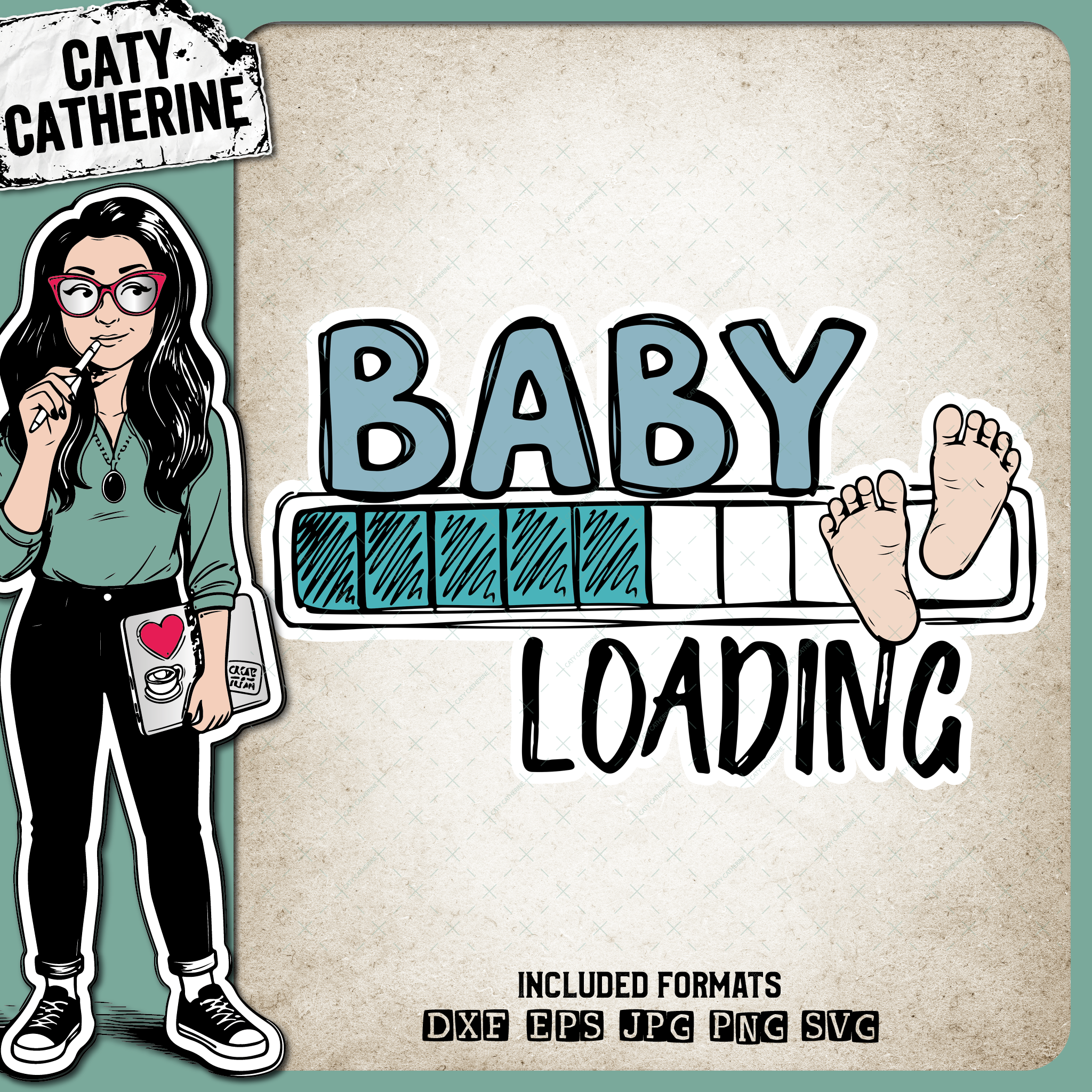 Baby Loading Progress Bar Pregnancy Announcement with Feet – Babies & Kids SVG Design by Caty Catherine