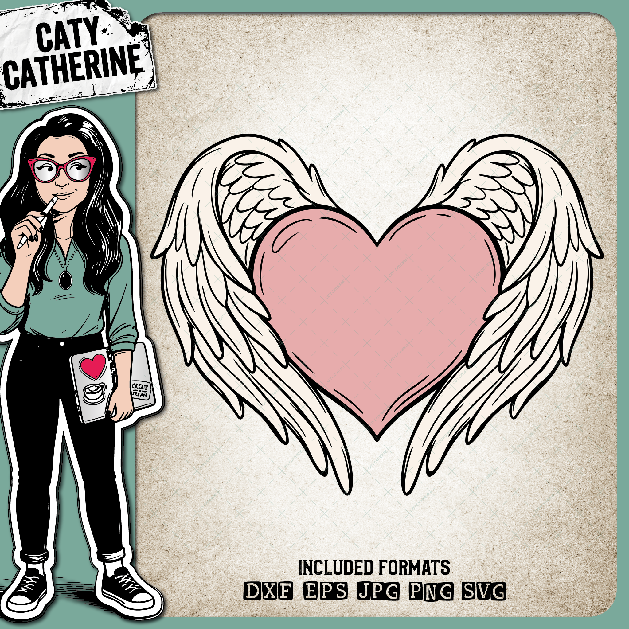 Love Heart with Angel Wings – Remembrance SVG Design by Caty Catherine