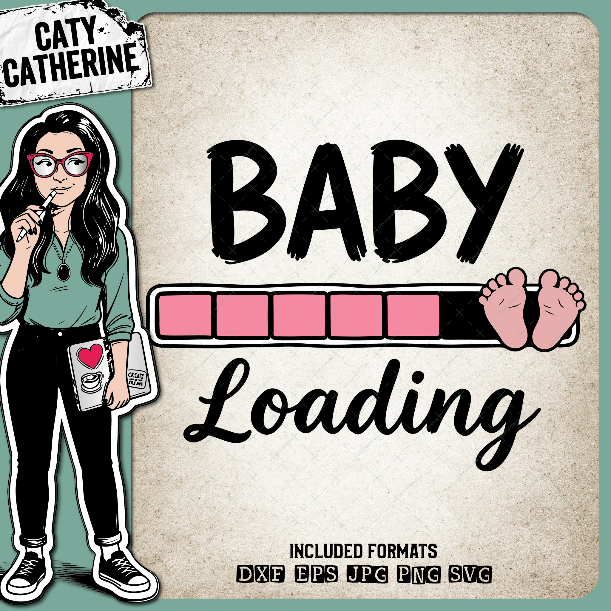 Baby Loading Progress Bar Pregnancy Announcement with Feet – Babies & Kids SVG Design by Caty Catherine
