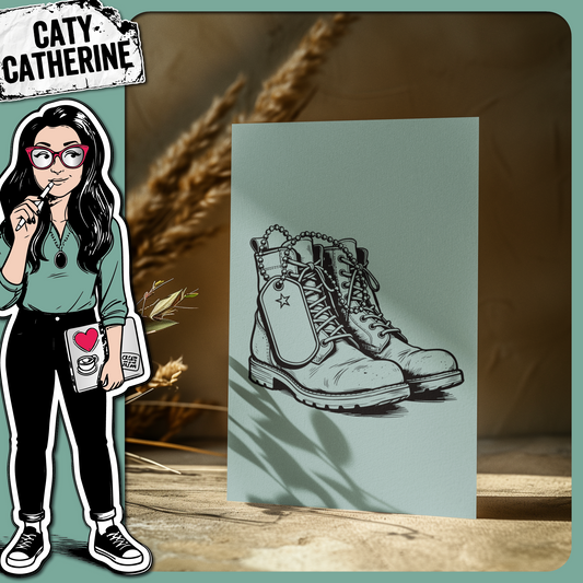 Military Boots with Dog Tags and Star – Remembrance SVG Design by Caty Catherine