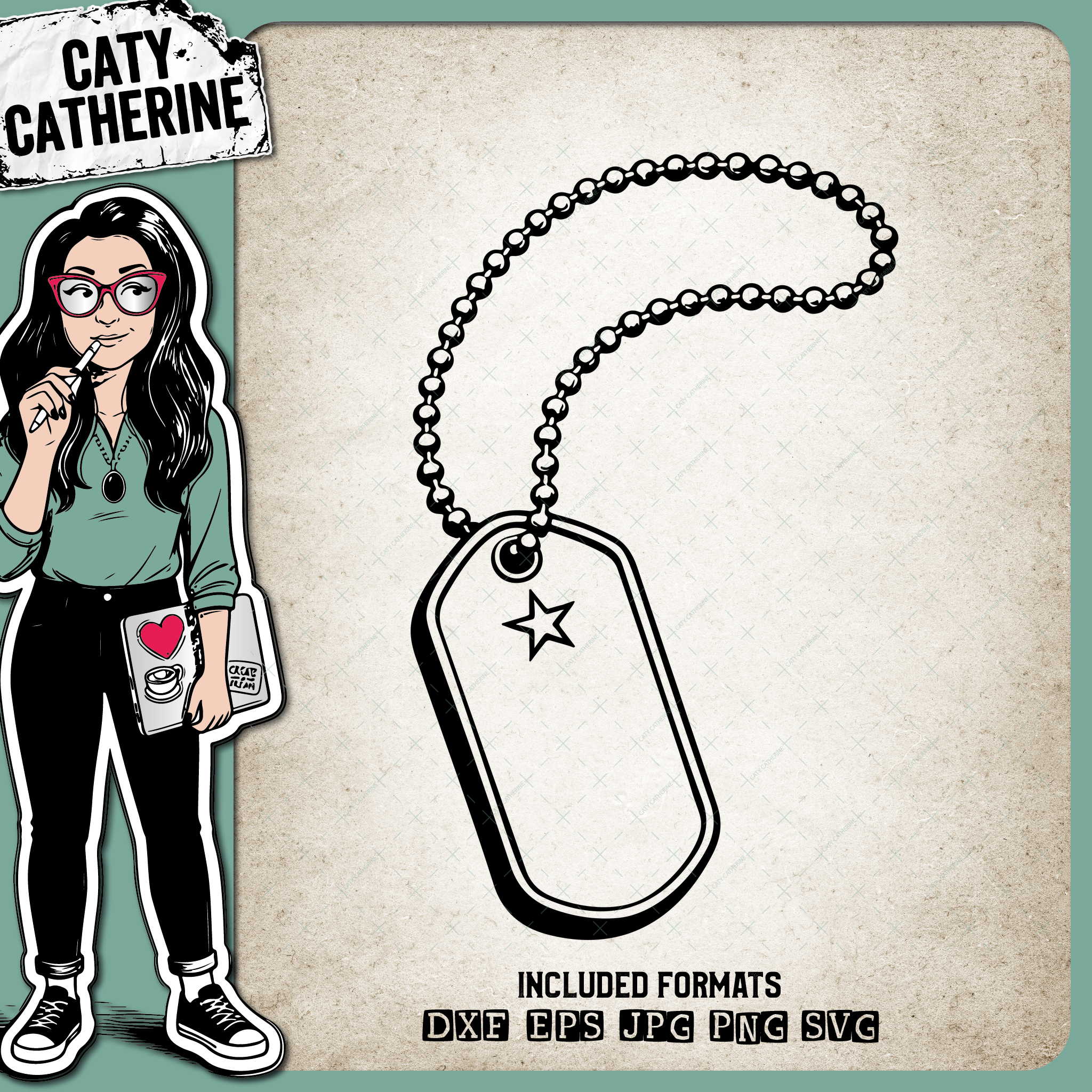 Military Dog Tags and Star – SVG Design by Caty Catherine