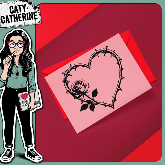 Thorn Love Heart with Rose – Valentine’s Day SVG Design by Caty Catherine