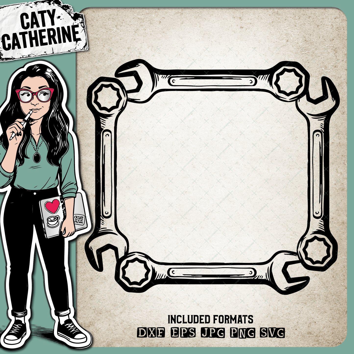 Square Frame with Spanners – Occupations SVG Design by Caty Catherine