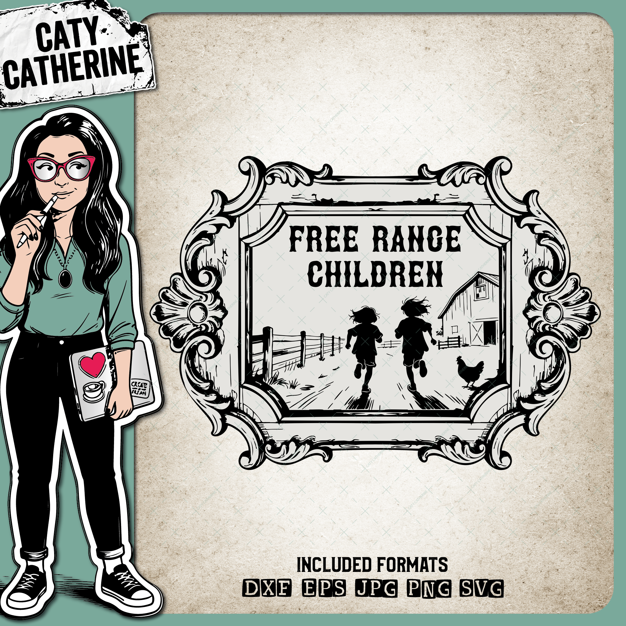 Free Range Children Farmhouse Sign – Babies & Kids SVG Design by Caty Catherine