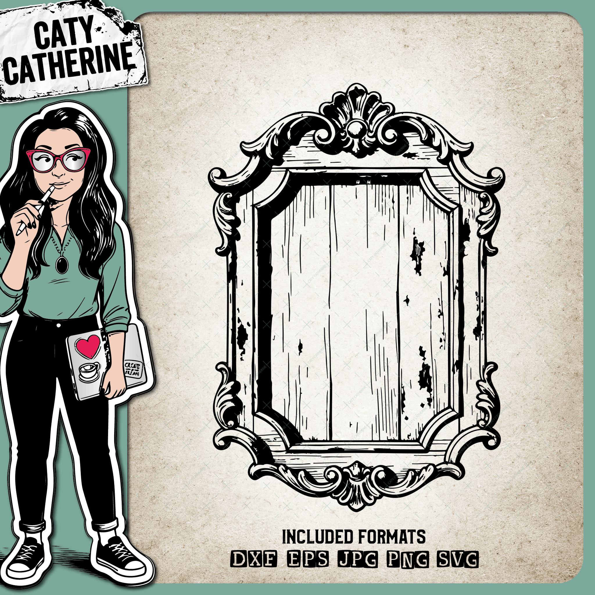 Rustic Wooden Ornate Frame – Home Decor SVG Design by Caty Catherine