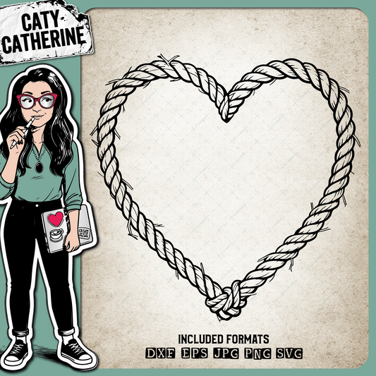 Old Rope Love Heart – Western SVG Design by Caty Catherine