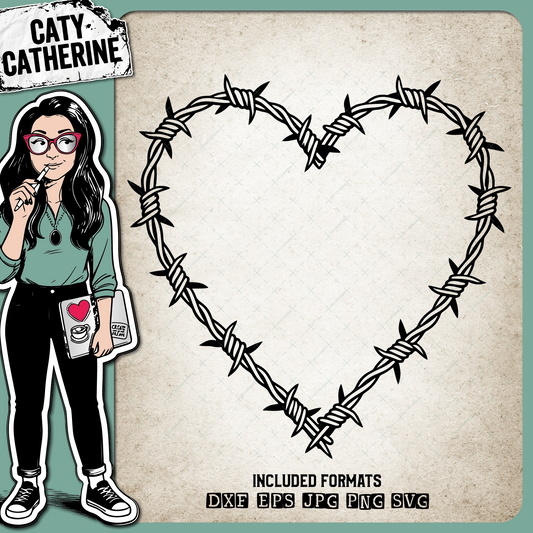 Barbed Wire Love Heart – Western SVG Design by Caty Catherine