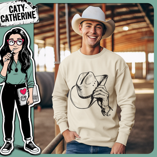 Hand Holding Cowboy Hat – Western SVG Design by Caty Catherine