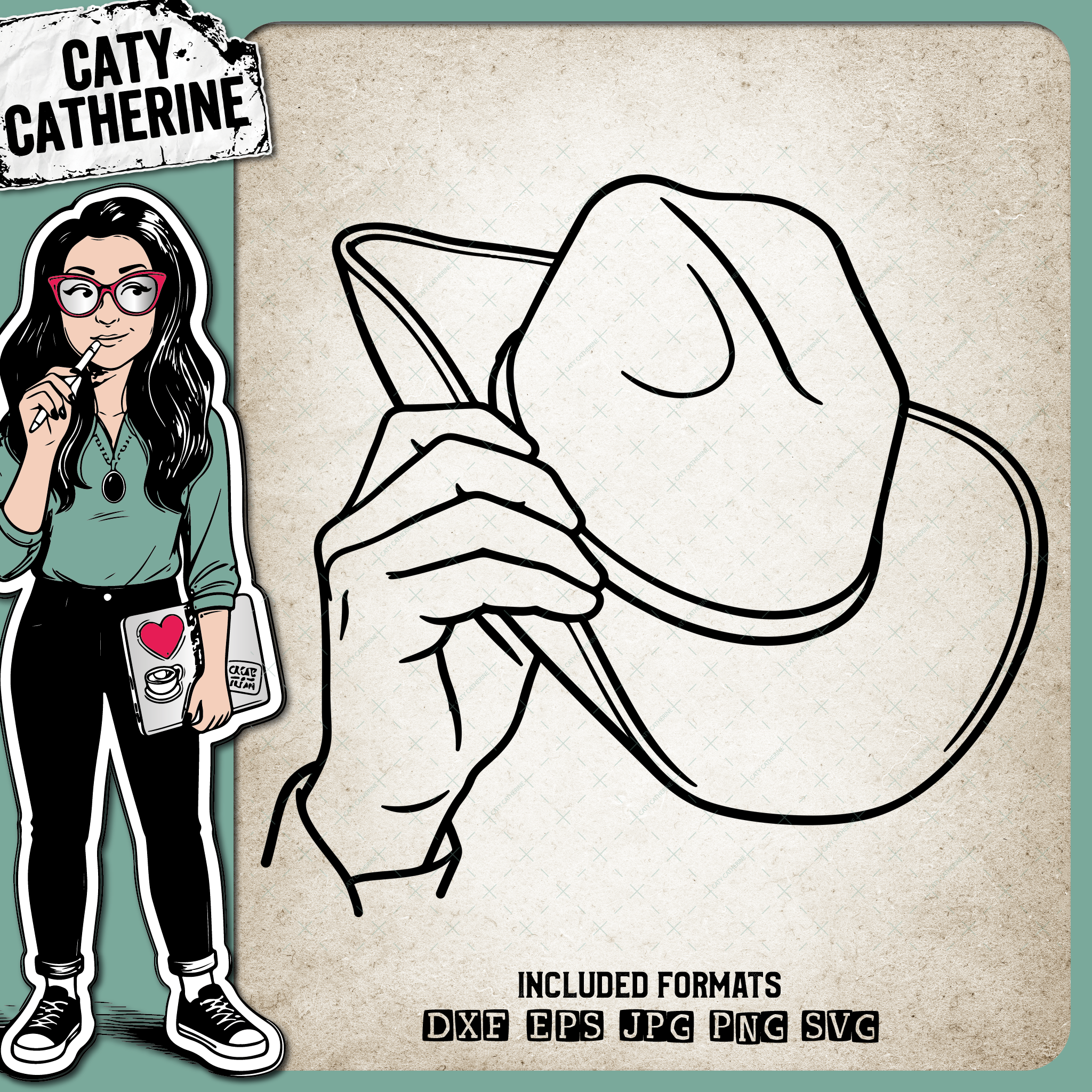 Hand Holding Cowboy Hat – Western SVG Design by Caty Catherine