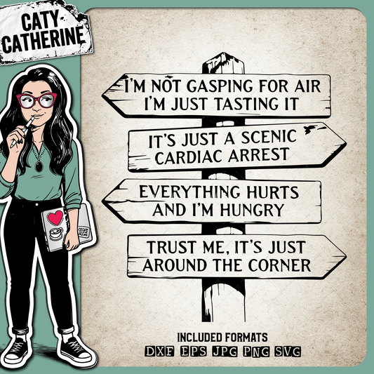 Funny Hiking Quotes Fingerpost Wooden SignPost – Outdoors SVG Design by Caty Catherine