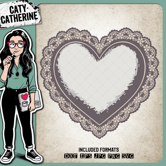 Lace Vintage Love Heart – Western SVG Design by Caty Catherine