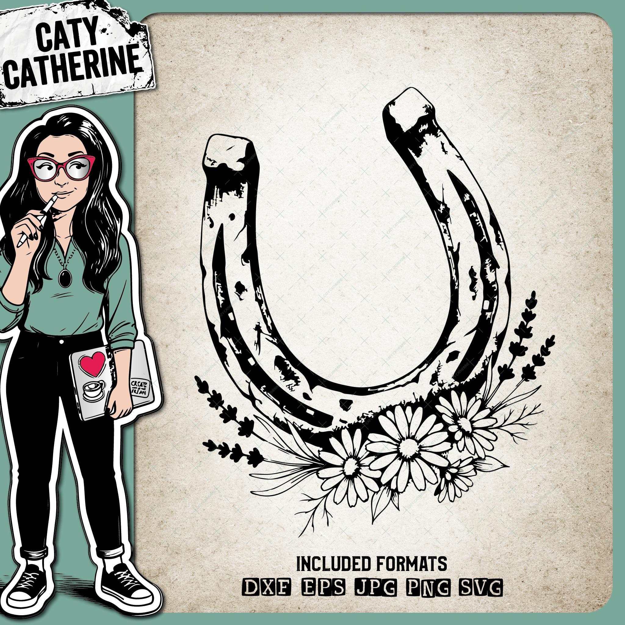 Horse Shoe with Flowers – Pets & Animals SVG Design by Caty Catherine