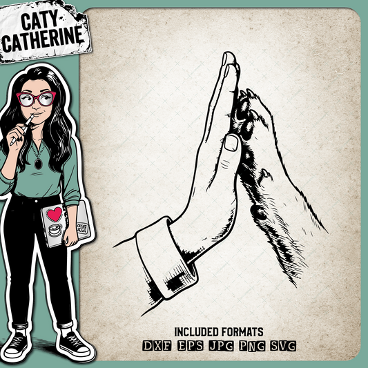 Man's Hand High Five Dog Paw – Pets & Animals SVG Design by Caty Catherine