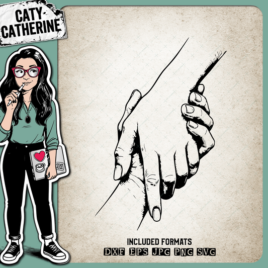 Couple Lovingly Holding Hands – Valentine’s Day SVG Design by Caty Catherine