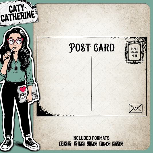 Vintage Post Card Template Place Stamp Here – Creative Elements SVG Design by Caty Catherine