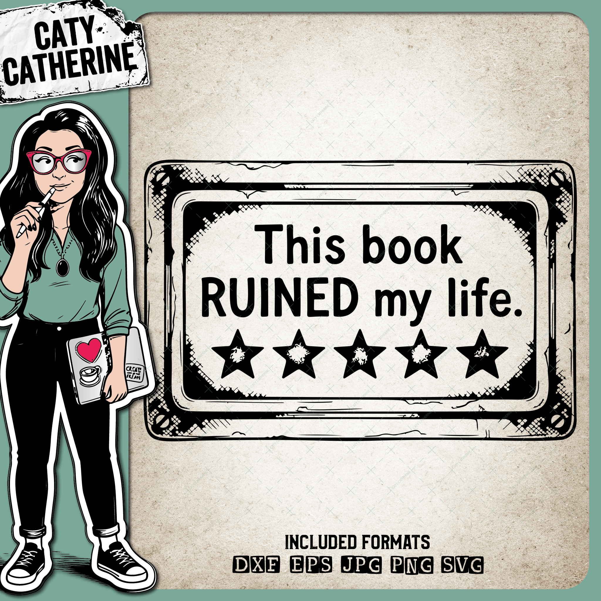 Funny Book Review This Book RUINED my life 5 Stars – Books & Reading SVG Design by Caty Catherine